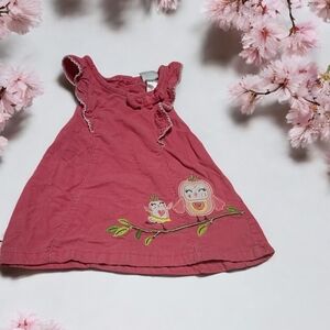 Nannette Pink Owl Embroidered Casual Dress